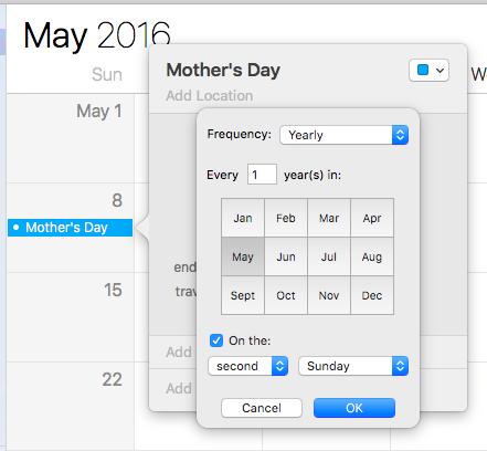 Add Mother #39 s day to Google calendar Dark Launch